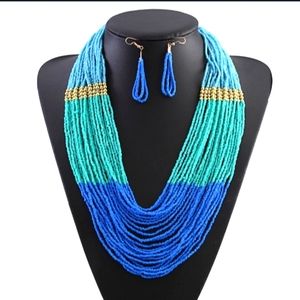 Beautiful Bohemian Handmade Beaded Necklace and Earrings set
